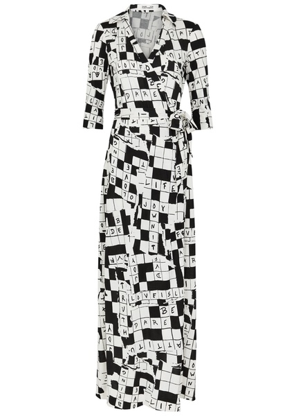 Abigail printed silk-jersey maxi wrap dress