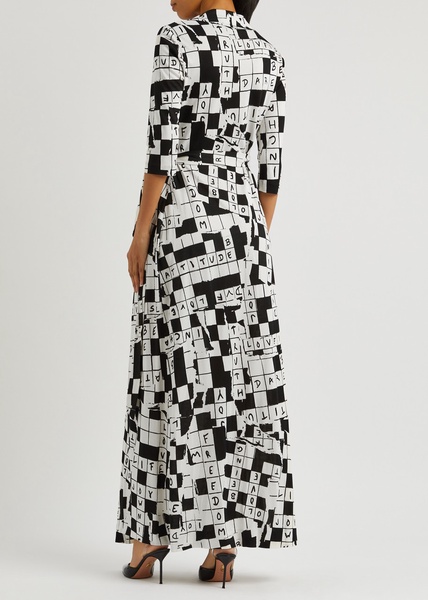 Abigail printed silk-jersey maxi wrap dress