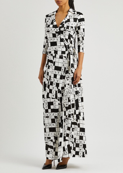 Abigail printed silk-jersey maxi wrap dress