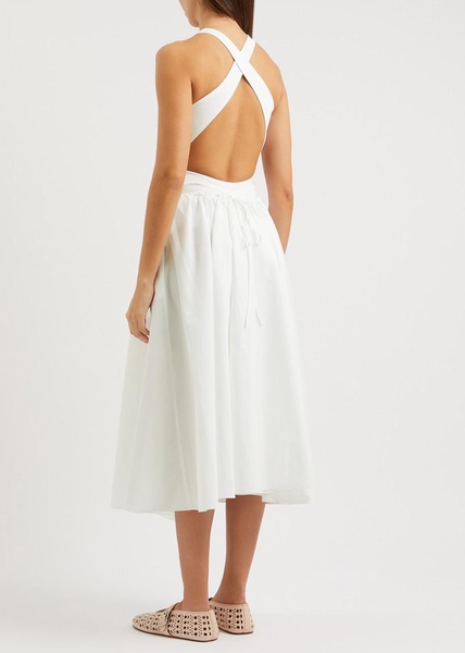 Open-back cotton poplin midi dress