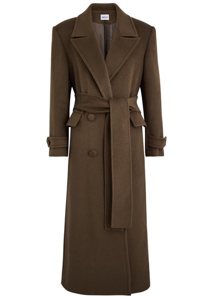 Double-breasted belted wool-blend coat