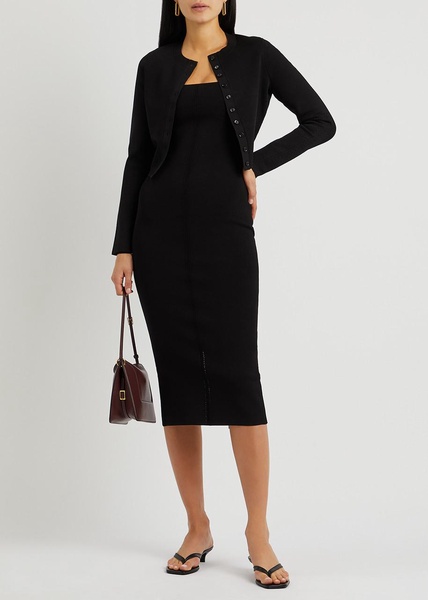 VB Body black stretch-knit cardigan