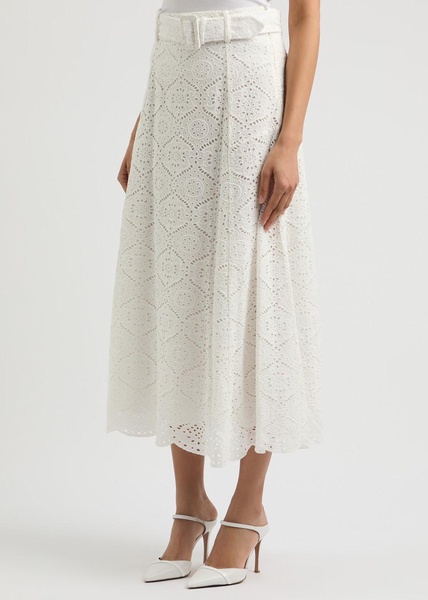 Vintry broderie anglaise cotton midi skirt