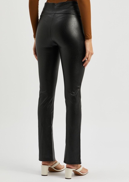 Split-hem faux leather leggings 