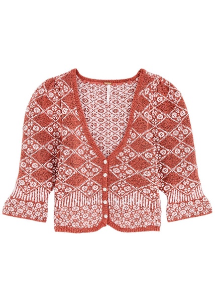 Geo cropped cotton-blend cardigan 