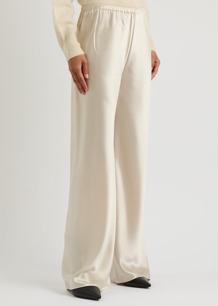 Bias-cut wide-leg satin trousers