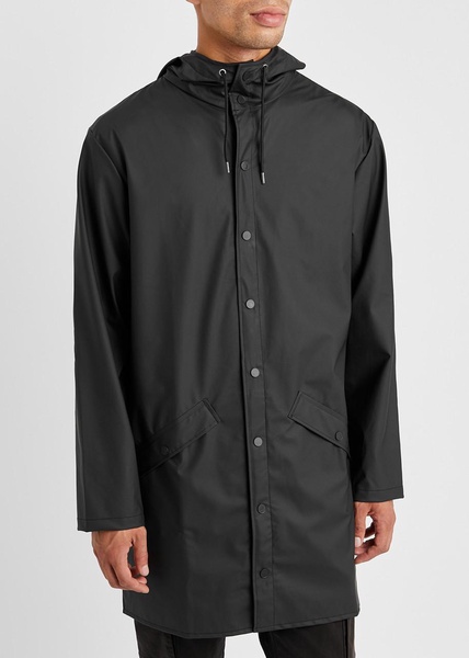 Long matte rubberised raincoat