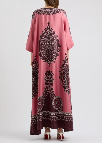 Muumuu printed silk-satin maxi dress 