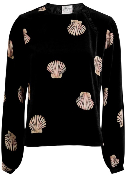 Shell-print velvet top 