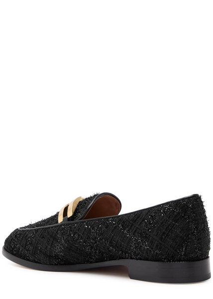 Brandi tinsel-weave tweed loafers 