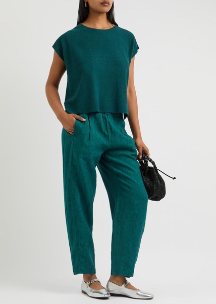 Tapered-leg linen trousers 