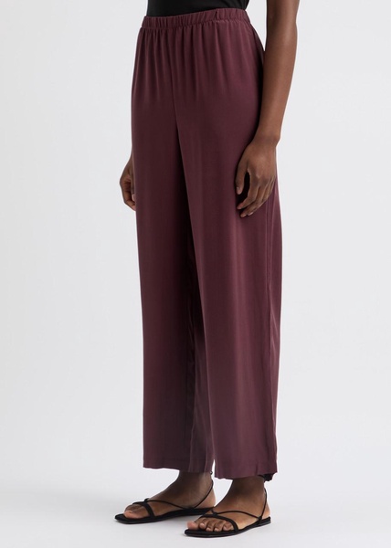 Straight-leg silk-georgette trousers 