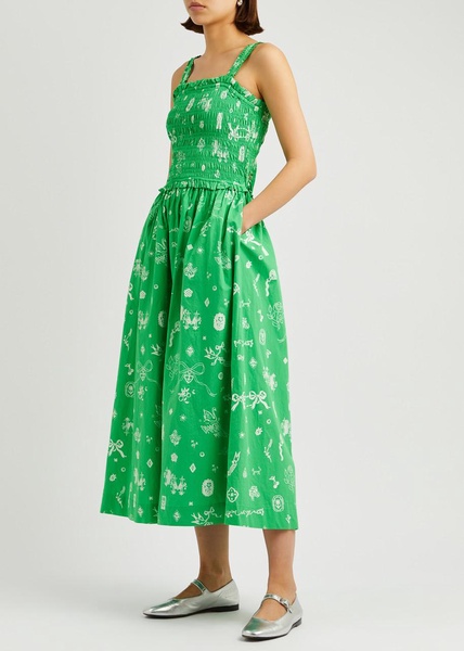 Kiera printed cotton midi dress