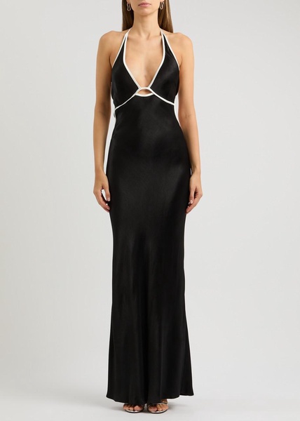 Zariah halterneck satin maxi dress 