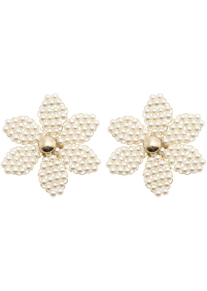 Gardenia faux-pearl beaded clip-on earrings