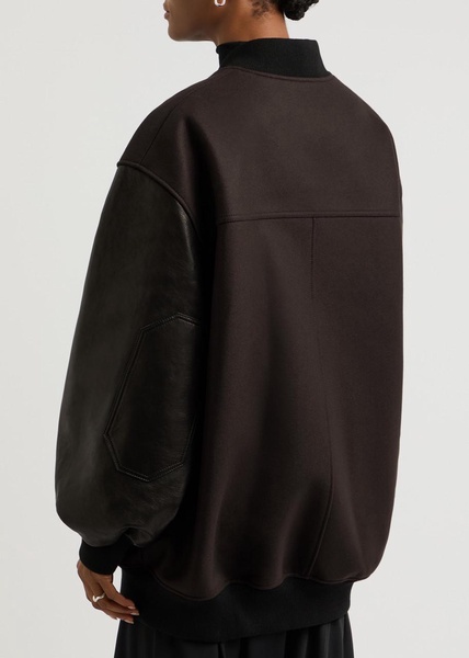 Spencer leather and wool-blend bomber jacket