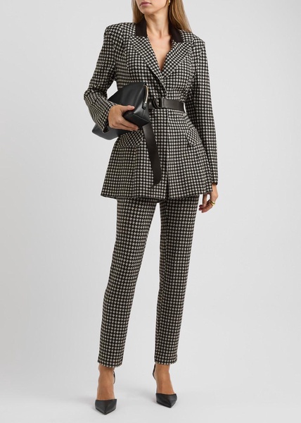 Printed belted stretch-jersey blazer