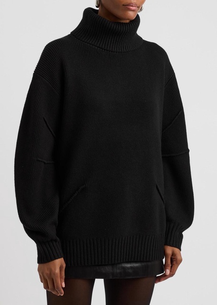 Roll-neck ribbed wool-blend jumper 