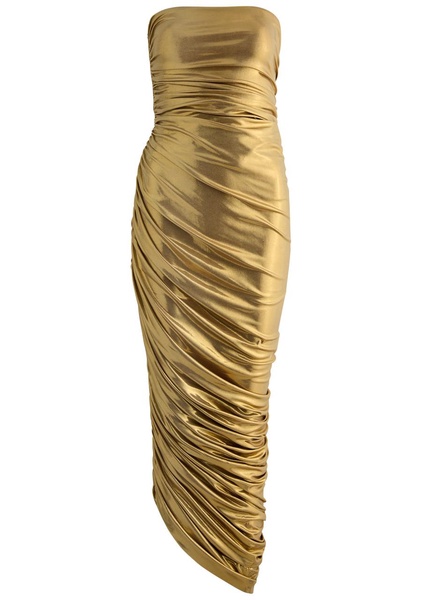 Diana ruched metallic stretch-jersey maxi dress