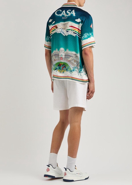 La Deesse Du Stade printed silk-satin shirt