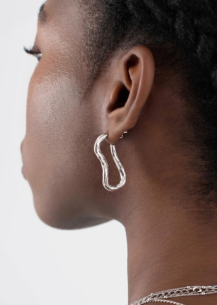 Molten Ovate silver-plated hoop earrings