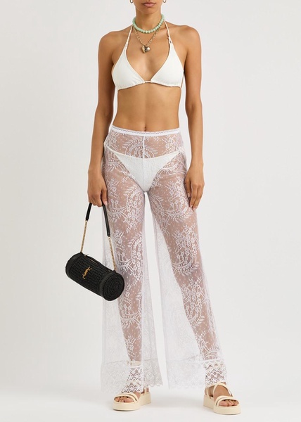 Jeret wide-leg sheer lace trousers