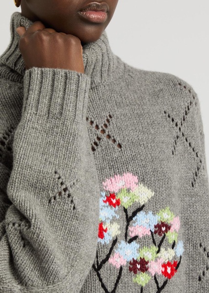 Pull Sharon floral-intarsia wool-blend jumper