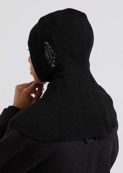 Crystal-emebllished wool-blend balaclava