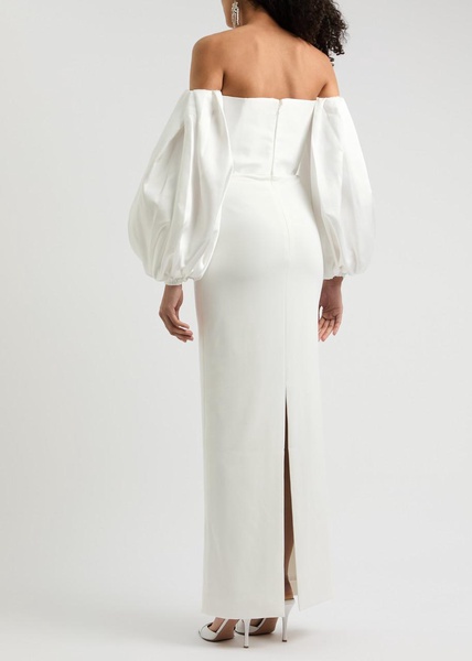 Carmen off-the-shoulder satin and crepe maxi dress