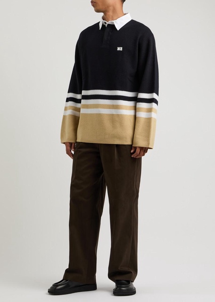 Cypher striped wool polo jumper 