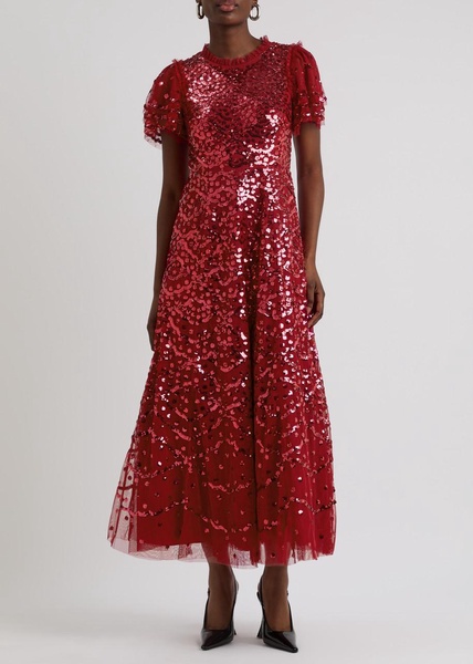 Deco Dot sequin-embellished tulle gown