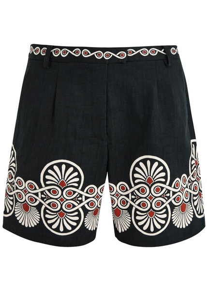 Boyfriend printed woven cotton shorts 