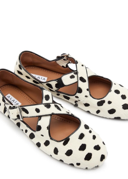 Criss Cross printed calf-hair ballet flats 