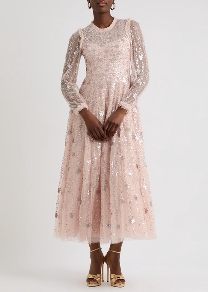 Shooting stars sequin-embellished tulle maxi dress