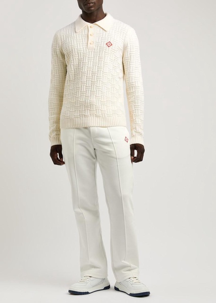 Textured wool-blend polo jumper 