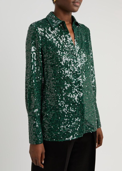 Sequin-embellished chiffon shirt