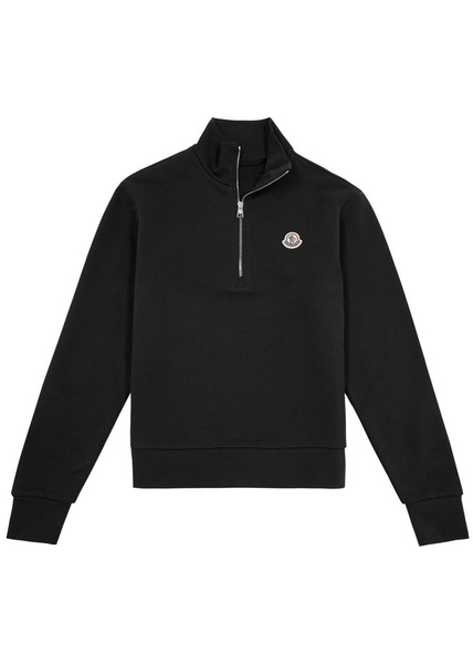 Zip-up cotton turtleneck sweatshirt