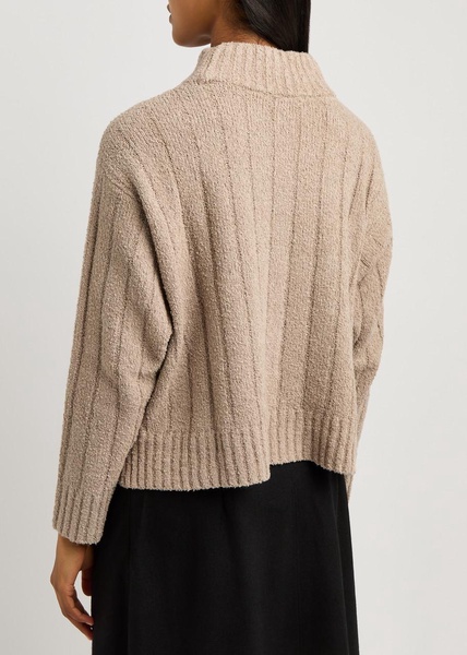 Ribbed boucular Cotton-blending jumper