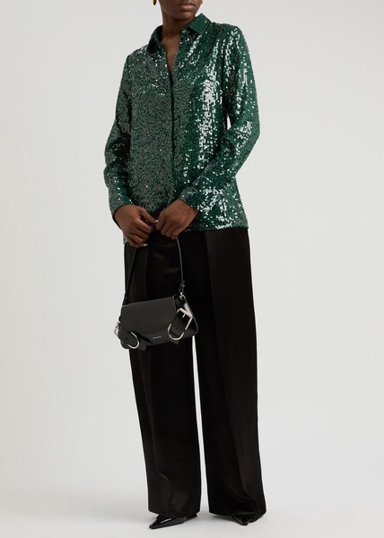 Sequin-embellished chiffon shirt