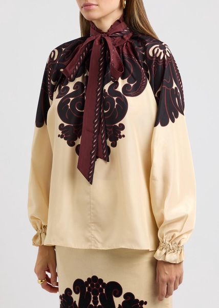 Cerere printed silk-satin blouse 