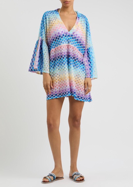 Metallic fine-knit kaftan