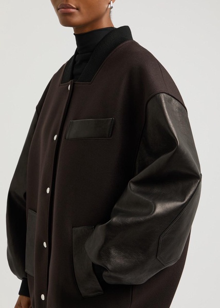 Spencer leather and wool-blend bomber jacket