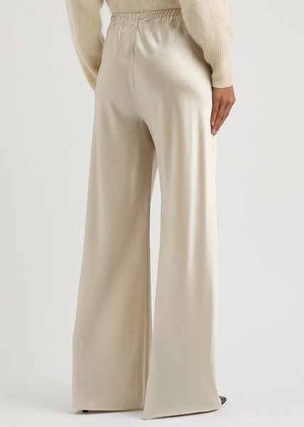 Bias-cut wide-leg satin trousers