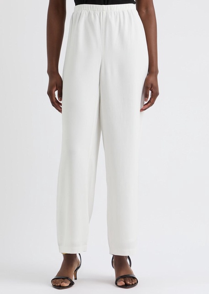 Straight-leg silk-georgette trousers