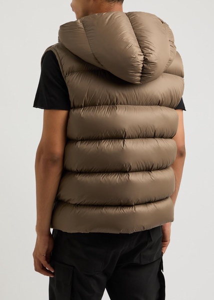 Hooded quilted nylon gilet 