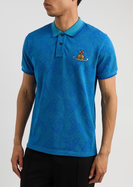 Orb-jacquard cotton polo shirt