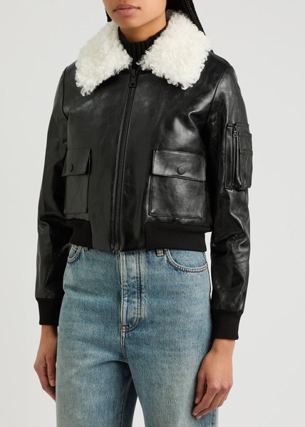 Willard faux fur-trimmed faux leather jacket