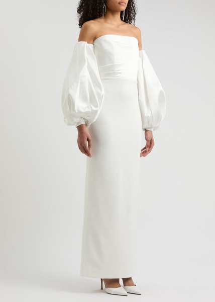 Carmen off-the-shoulder satin and crepe maxi dress