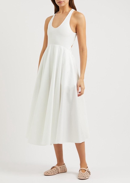 Open-back cotton poplin midi dress