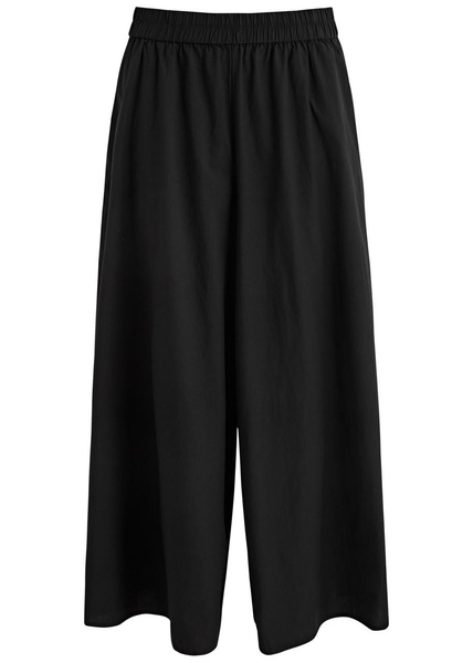 Cropped wide-leg cotton trousers